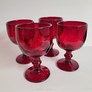 Vintage Hoffman House Ruby Red 6" Wine Water Goblets Imperial Glass 1966 Set 4